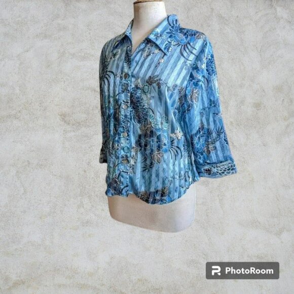 c.b. collections button-up blouse  SZ PL - Picture 4 of 16